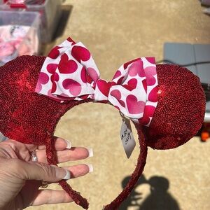 Red Sequin Heart Bow Headband